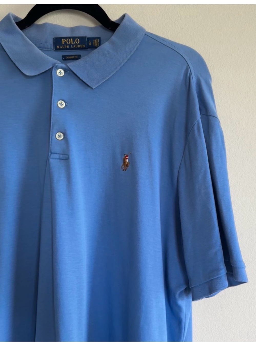 Polo Ralph Lauren Men's Classic Fit Soft Cotton Polo Shirt Light Blue Size L